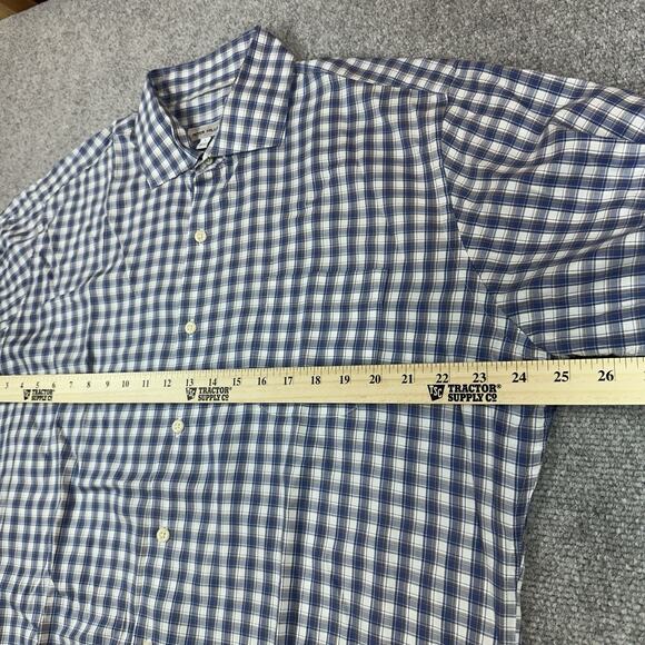 Peter Millar Long Sleeve Shirt Mens Size L Blue White Check Plaid Button Down - Picture 4 of 9